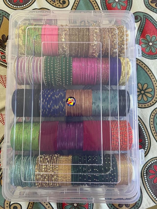 جعبه نگهداری النگو زنانه و دخترانه AA and ZS پلاستیکی شفاف با 5 میله جداشدنی بزرگ جعبه نگهداری النگو زنانه و دخترانه AA and ZS پلاستیکی شفاف با 5 میله جداشدنی بزرگ