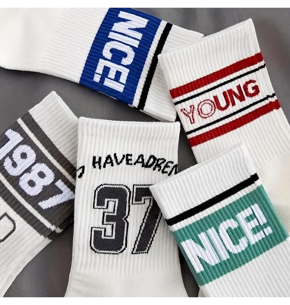 جوراب تنیس یونیسکس Sky Socks طرحدار بسته اقتصادی 5 تایی Nice Çemberli جوراب تنیس یونیسکس Sky Socks طرحدار بسته اقتصادی 5 تایی Nice Çemberli