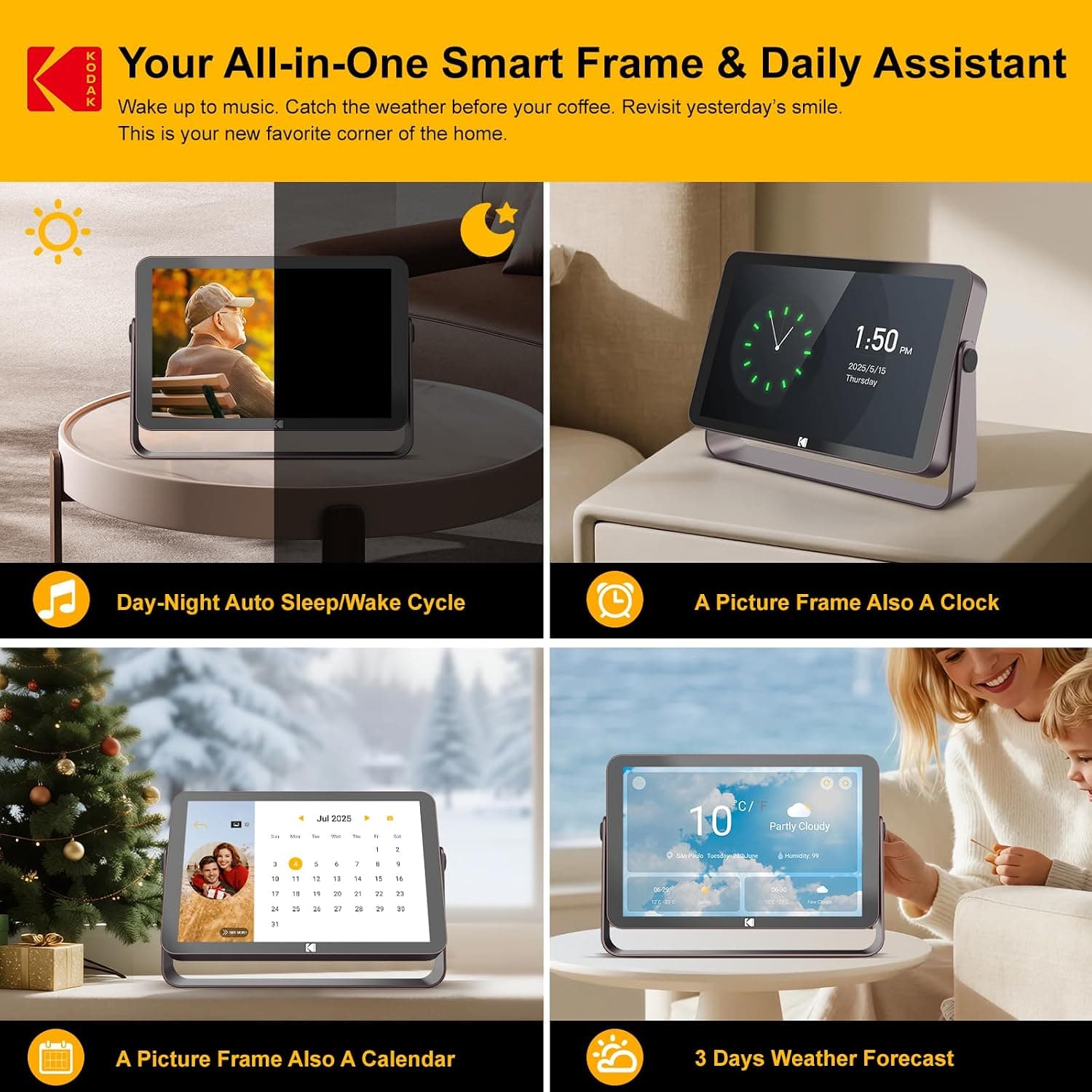 قاب عکس دیجیتال KODAK متصل به WiFi 6 با باتری داخلی و حافظه 64GB قاب عکس دیجیتال KODAK متصل به WiFi 6 با باتری داخلی و حافظه 64GB