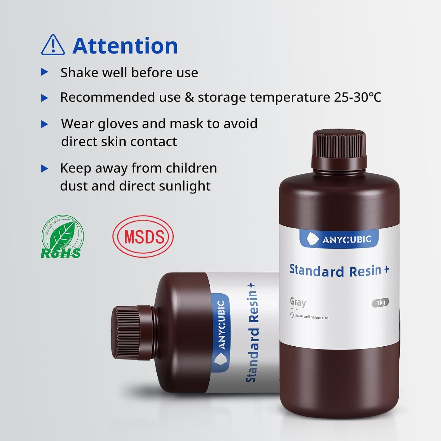 رزین پرینتر سه بعدی ANYCUBIC استاندارد 405nm کیورینگ سریع خاکستری رزین پرینتر سه بعدی ANYCUBIC استاندارد 405nm کیورینگ سریع خاکستری