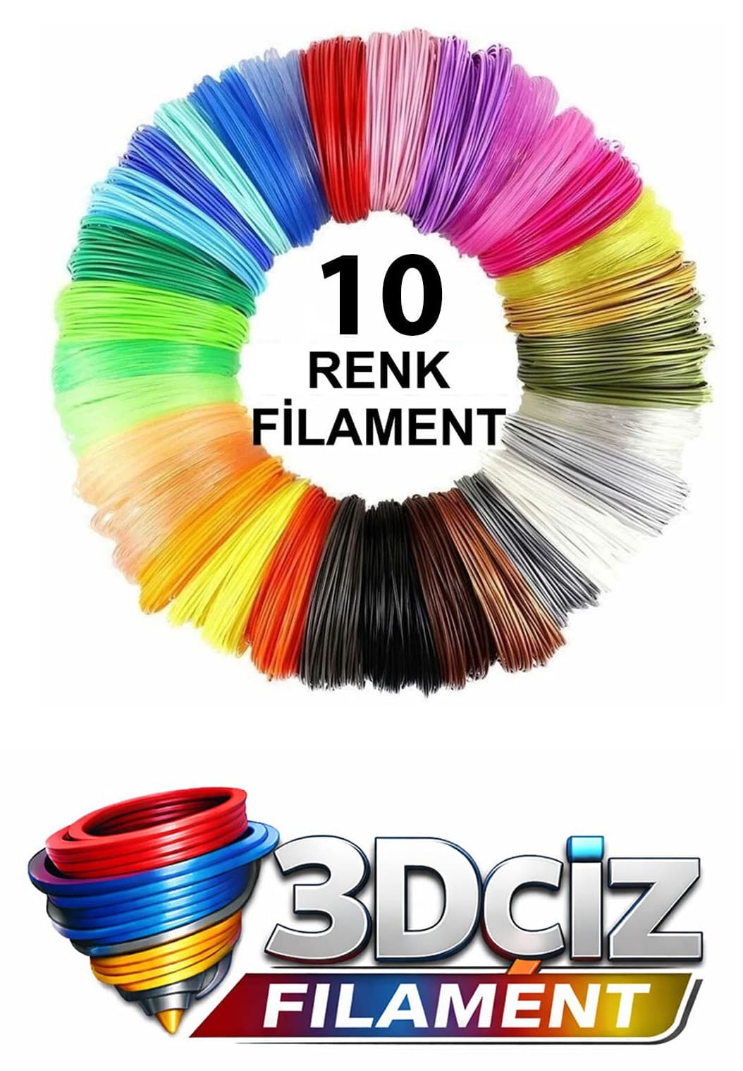 فیلامنت PLA قلم سه بعدی 3D Çiz ده رنگ (10x1 متر) فیلامنت PLA قلم سه بعدی 3D Çiz ده رنگ (10x1 متر)