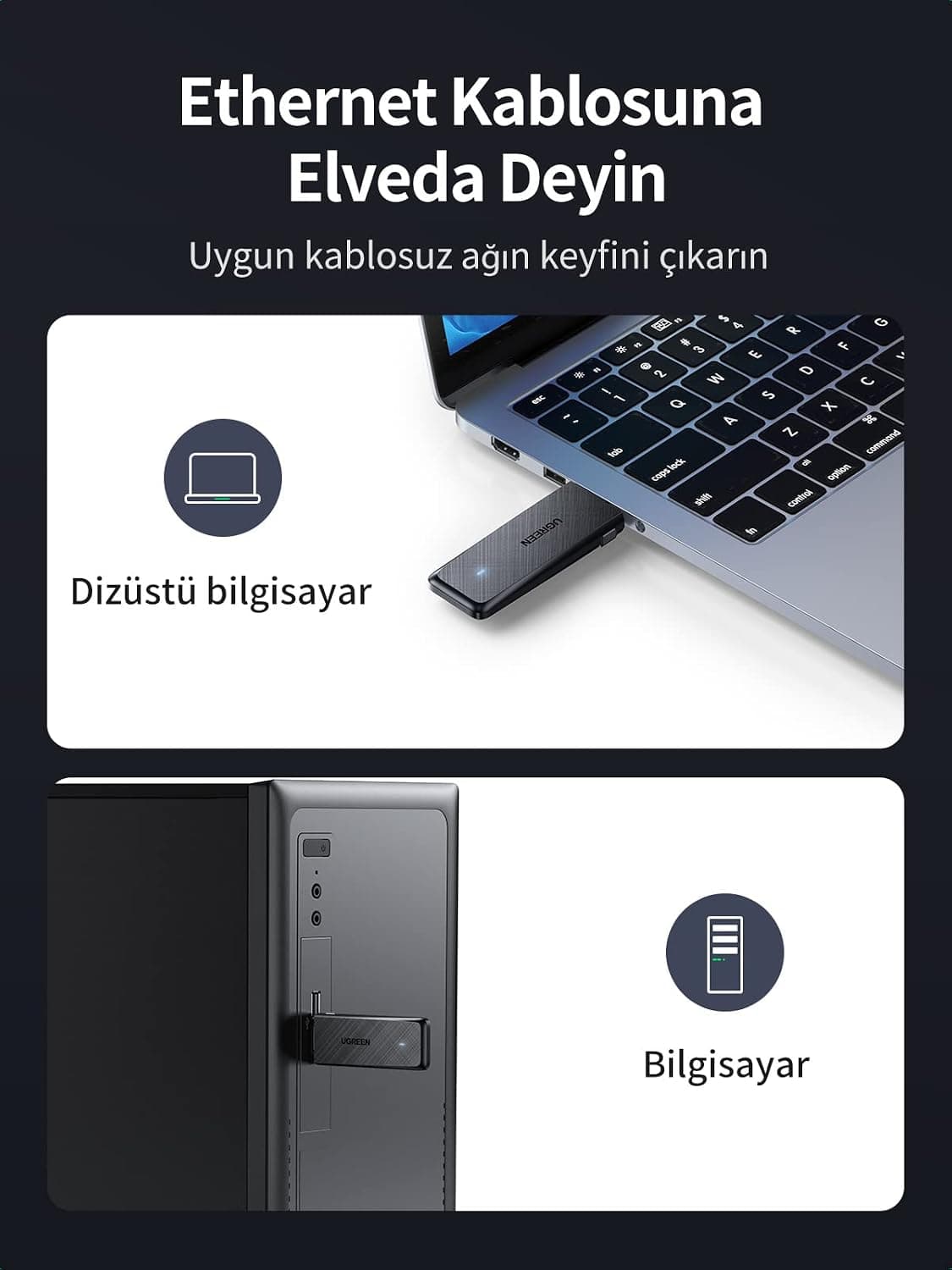 آداپتور شبکه بیسیم UGREEN گیرنده Wi-Fi با USB 3.0، 1300Mbps و 2.4/5Ghz مدل AC1300 آداپتور شبکه بیسیم UGREEN گیرنده Wi-Fi با USB 3.0، 1300Mbps و 2.4/5Ghz مدل AC1300