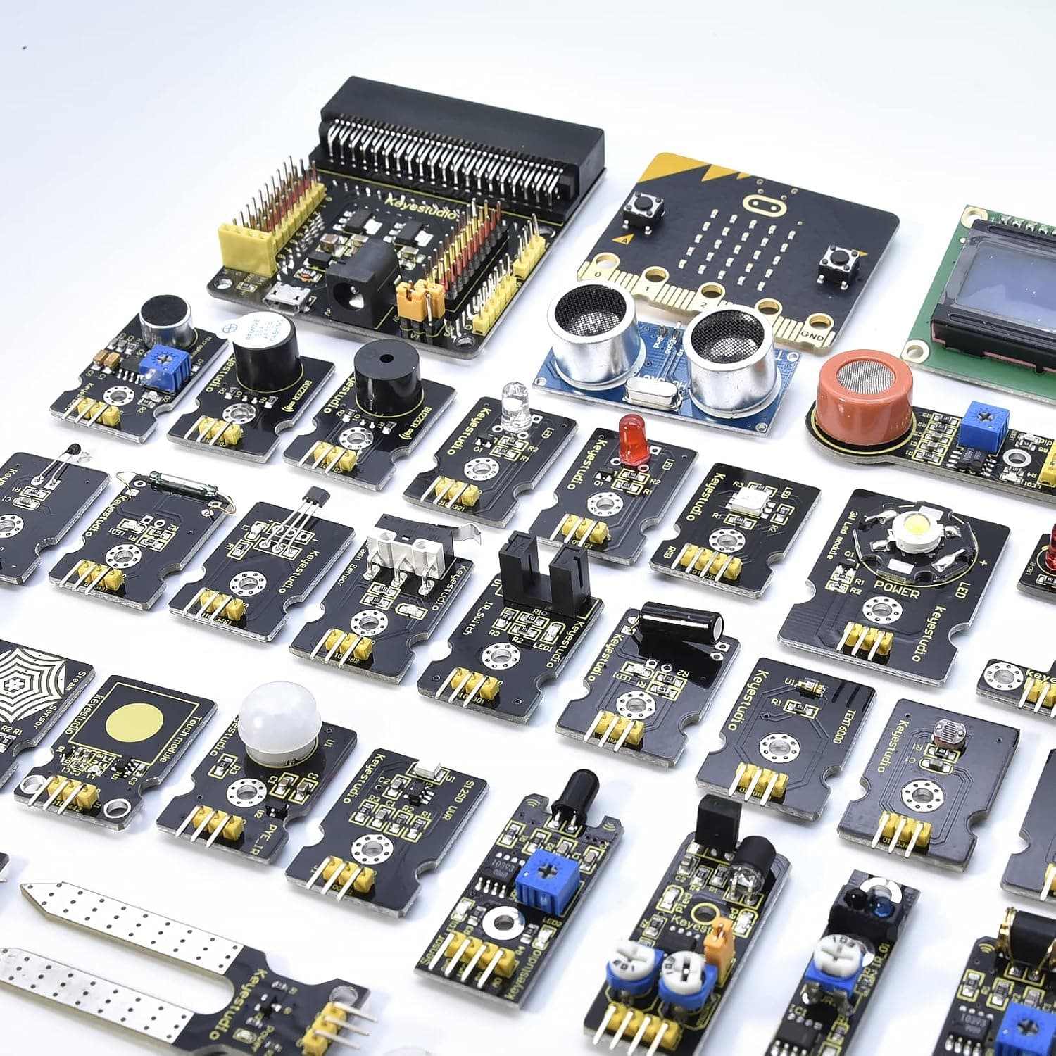 کیت آموزشی 45 سنسوره KEYESTUDIO همراه Micro:bit V2.2، نمایشگرهای i2c LCD و OLED، سنسور آب و رله 5v کیت آموزشی 45 سنسوره KEYESTUDIO همراه Micro:bit V2.2، نمایشگرهای i2c LCD و OLED، سنسور آب و رله 5v