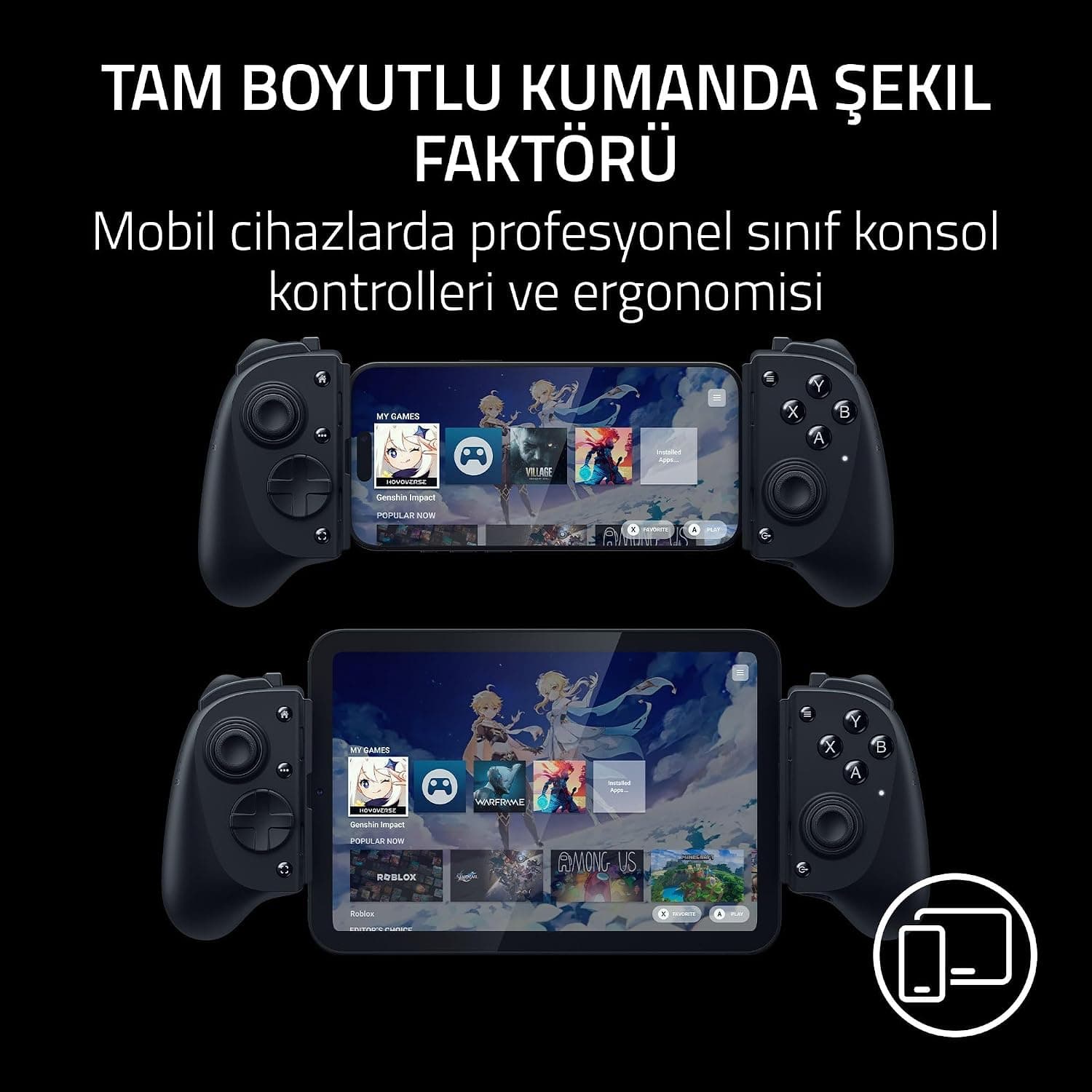 دسته بازی موبایل برای iPhone، گوشیهای هوشمند Android و تبلتهای 8 اینچی Razer Kishi V3 Pro، USB-C، جویاستیک ضدلغزش، مشکی دسته بازی موبایل برای iPhone، گوشیهای هوشمند Android و تبلتهای 8 اینچی Razer Kishi V3 Pro، USB-C، جویاستیک ضدلغزش، مشکی