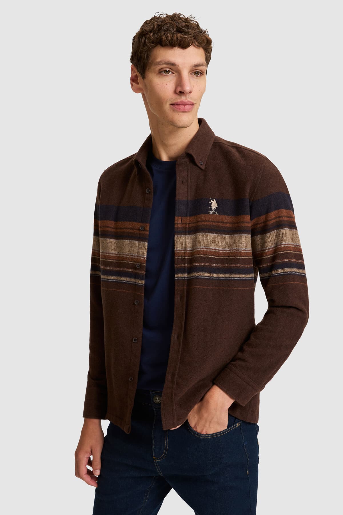 پیراهن مردانه آستینبلند قهوهای تیره U.S. Polo Assn. مدل 50329674-VR084 پیراهن مردانه آستینبلند قهوهای تیره U.S. Polo Assn. مدل 50329674-VR084