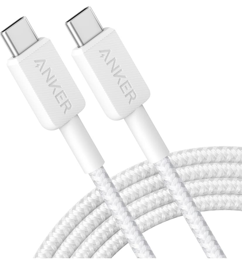 کابل Anker 322 PowerLine USB-C به USB-C بافتهشده 3ft/0.9m 60W سفید مدل A81F5 کابل Anker 322 PowerLine USB-C به USB-C بافتهشده 3ft/0.9m 60W سفید مدل A81F5