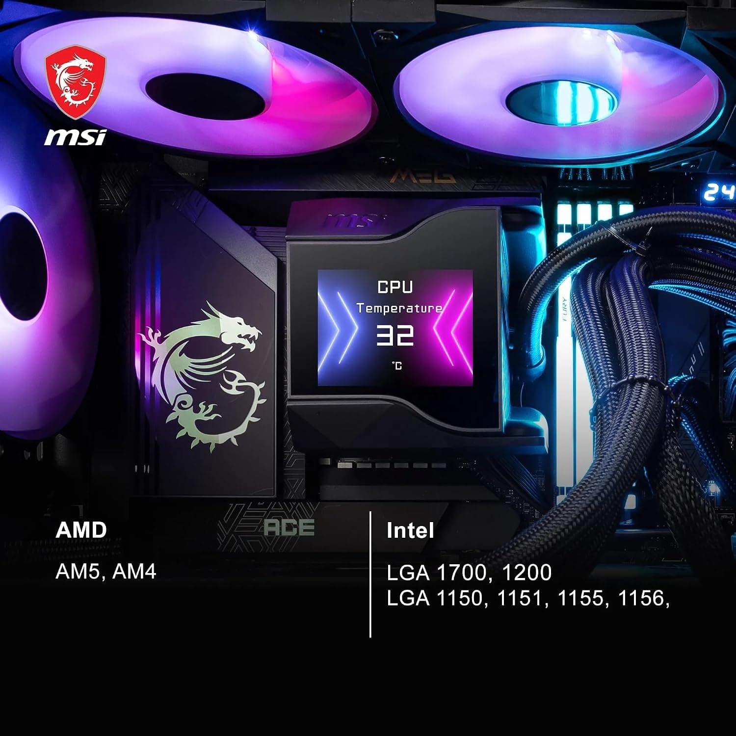 خنککننده مایع پردازنده MSI مشکی 240mm MPG CoreLiquid D240 خنککننده مایع پردازنده MSI مشکی 240mm MPG CoreLiquid D240