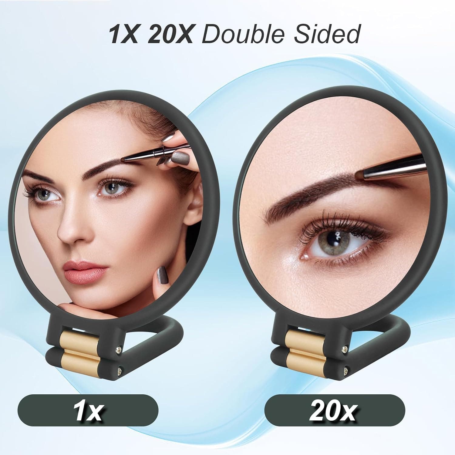 آینه آرایشی دستی سفری زنانه Martvex دوطرفه با بزرگنمایی 1x و 20x و دسته تاشو مشکی آینه آرایشی دستی سفری زنانه Martvex دوطرفه با بزرگنمایی 1x و 20x و دسته تاشو مشکی
