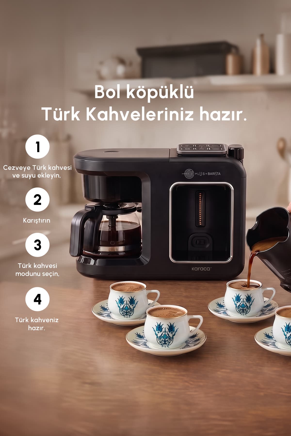 دستگاه قهوهساز Karaca مدل Hatır Plus Barista 6 In 1 برای لاته، کاپوچینو و قهوه ترک کُزده مشکی نقرهای دستگاه قهوهساز Karaca مدل Hatır Plus Barista 6 In 1 برای لاته، کاپوچینو و قهوه ترک کُزده مشکی نقرهای