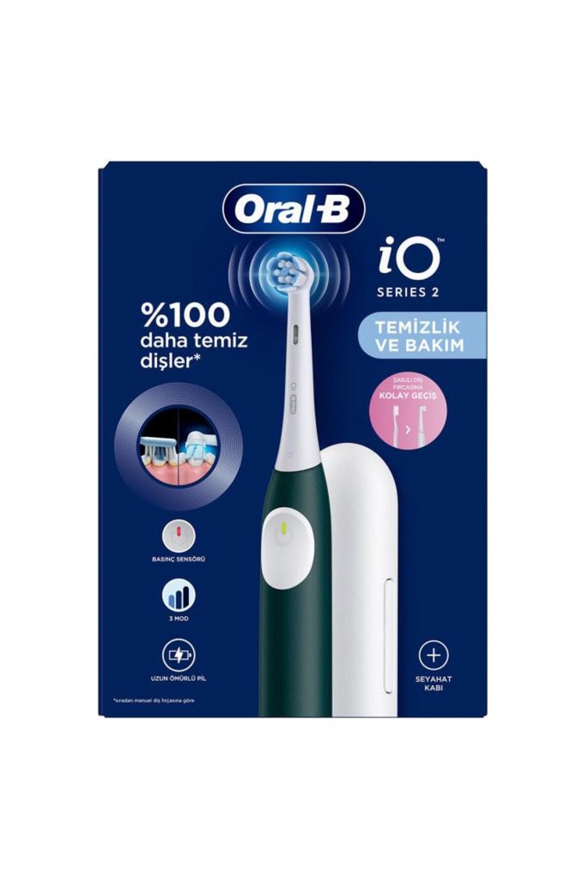 مسواک شارژی Oral-B سبز جنگلی مدل İo 2 با 1 سری مسواک و 1 کیف سفر مسواک شارژی Oral-B سبز جنگلی مدل İo 2 با 1 سری مسواک و 1 کیف سفر