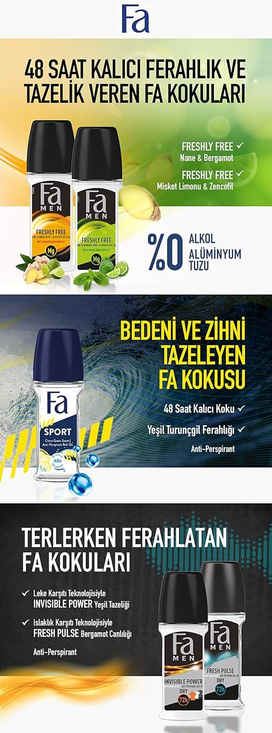 رولآن مردانه Fa ضدتعریق Fresh Pulse 50 ml 1 عدد رولآن مردانه Fa ضدتعریق Fresh Pulse 50 ml 1 عدد
