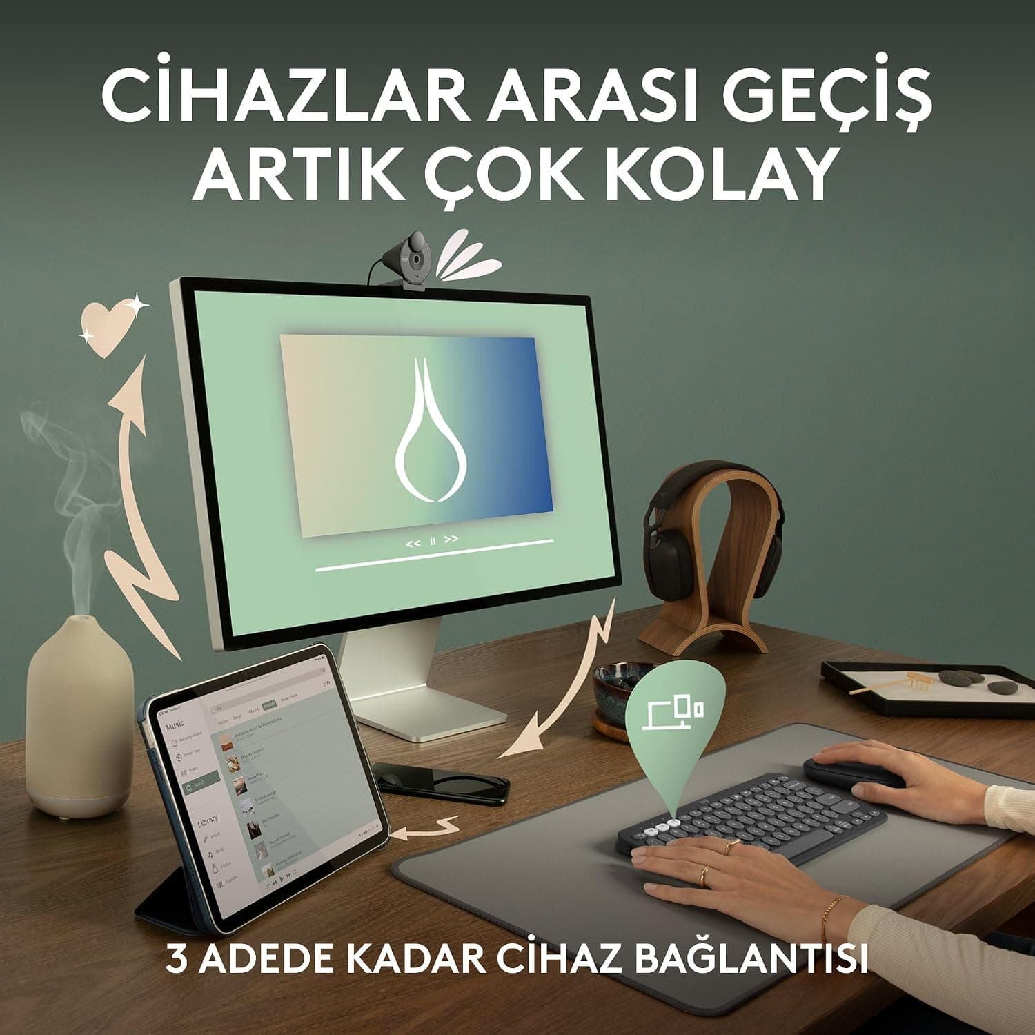 کیبورد بیسیم Logitech مدل Pebble Keys 2 K380s چنددستگاهه بلوتوثی صورتی کیبورد بیسیم Logitech مدل Pebble Keys 2 K380s چنددستگاهه بلوتوثی صورتی