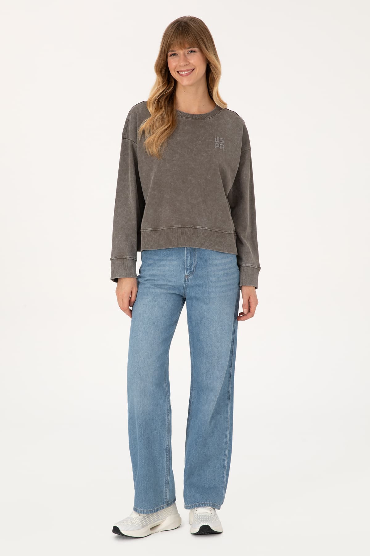 سوئیشرت زنانه U.S. Polo Assn. یقه گرد شستهشده رنگ میلی مدل 50314186-VR052 سوئیشرت زنانه U.S. Polo Assn. یقه گرد شستهشده رنگ میلی مدل 50314186-VR052