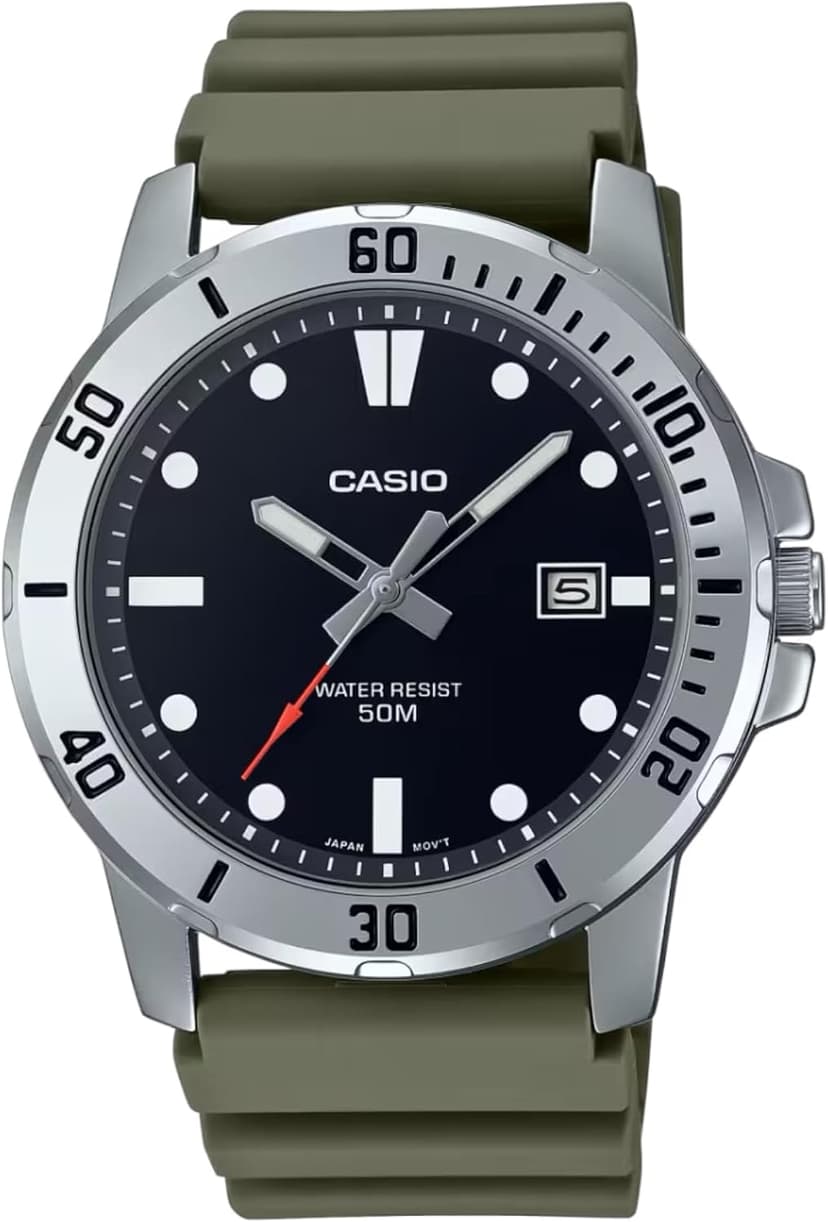 ساعت مچی مردانه Casio مدل MTP-VD01-3EVUDF صفحه مشکی بند سبز ساعت مچی مردانه Casio مدل MTP-VD01-3EVUDF صفحه مشکی بند سبز