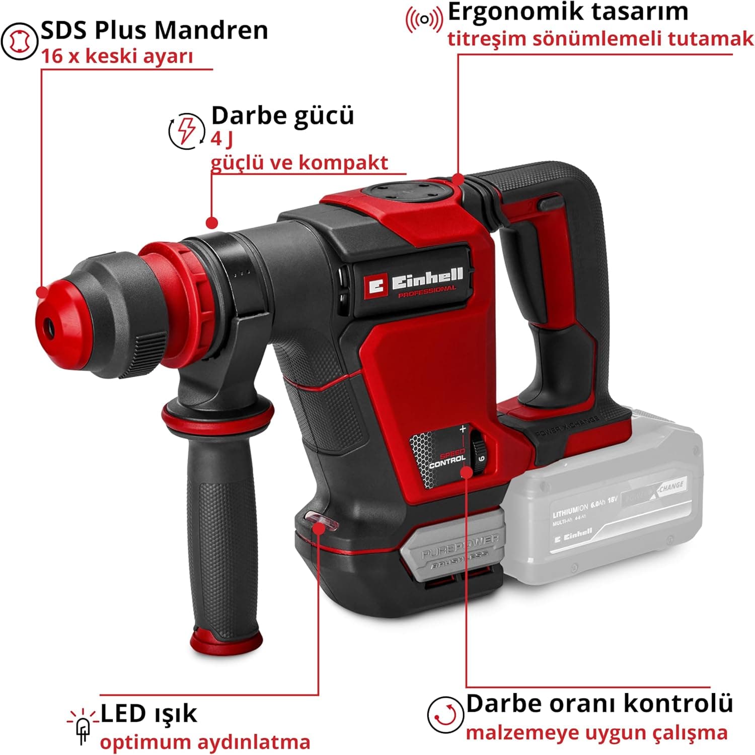 چکش تخریب شارژی Einhell Professional مدل TP-DH 18/4 Li BL-Solo 4514190 چکش تخریب شارژی Einhell Professional مدل TP-DH 18/4 Li BL-Solo 4514190