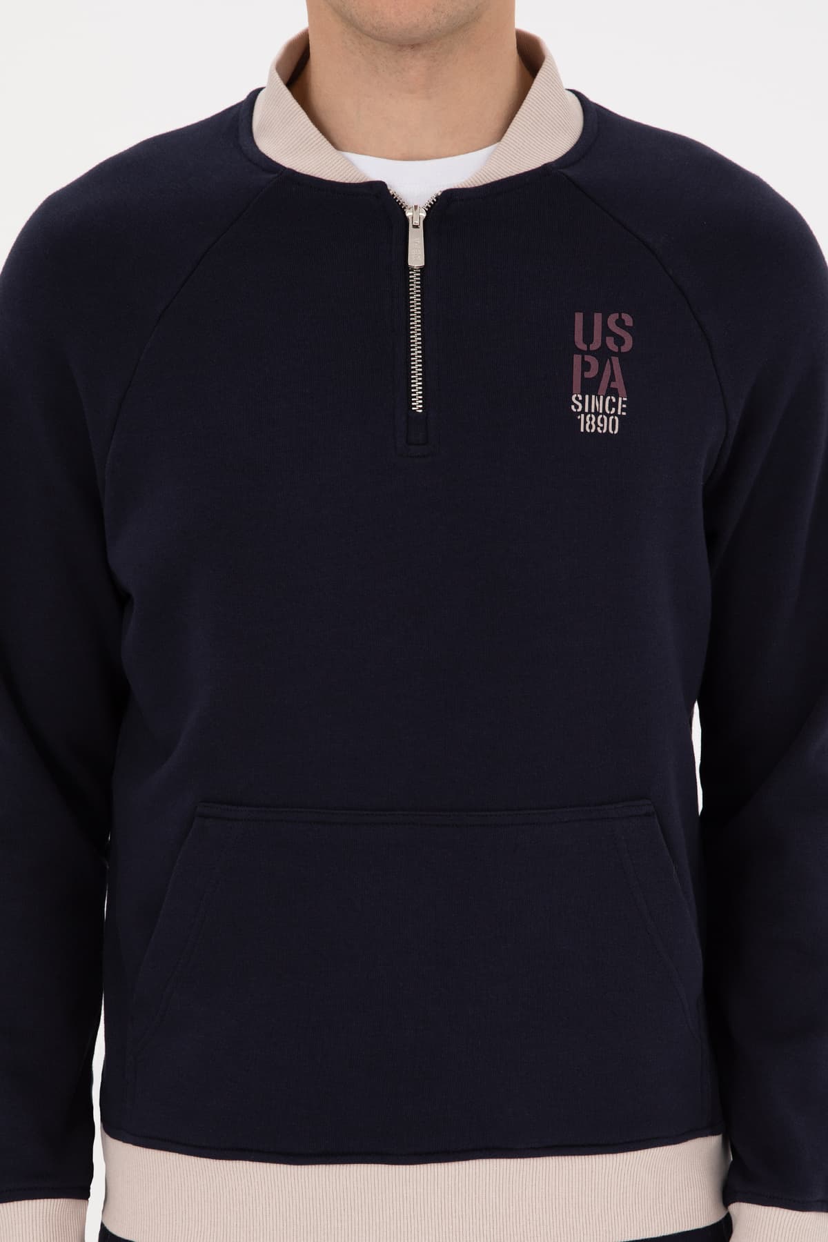 سوئیشرت مردانه U.S. Polo Assn. نیم زیپ کامفورت فیت سرمهای بیسیک مدل 50316303-VR033 سوئیشرت مردانه U.S. Polo Assn. نیم زیپ کامفورت فیت سرمهای بیسیک مدل 50316303-VR033