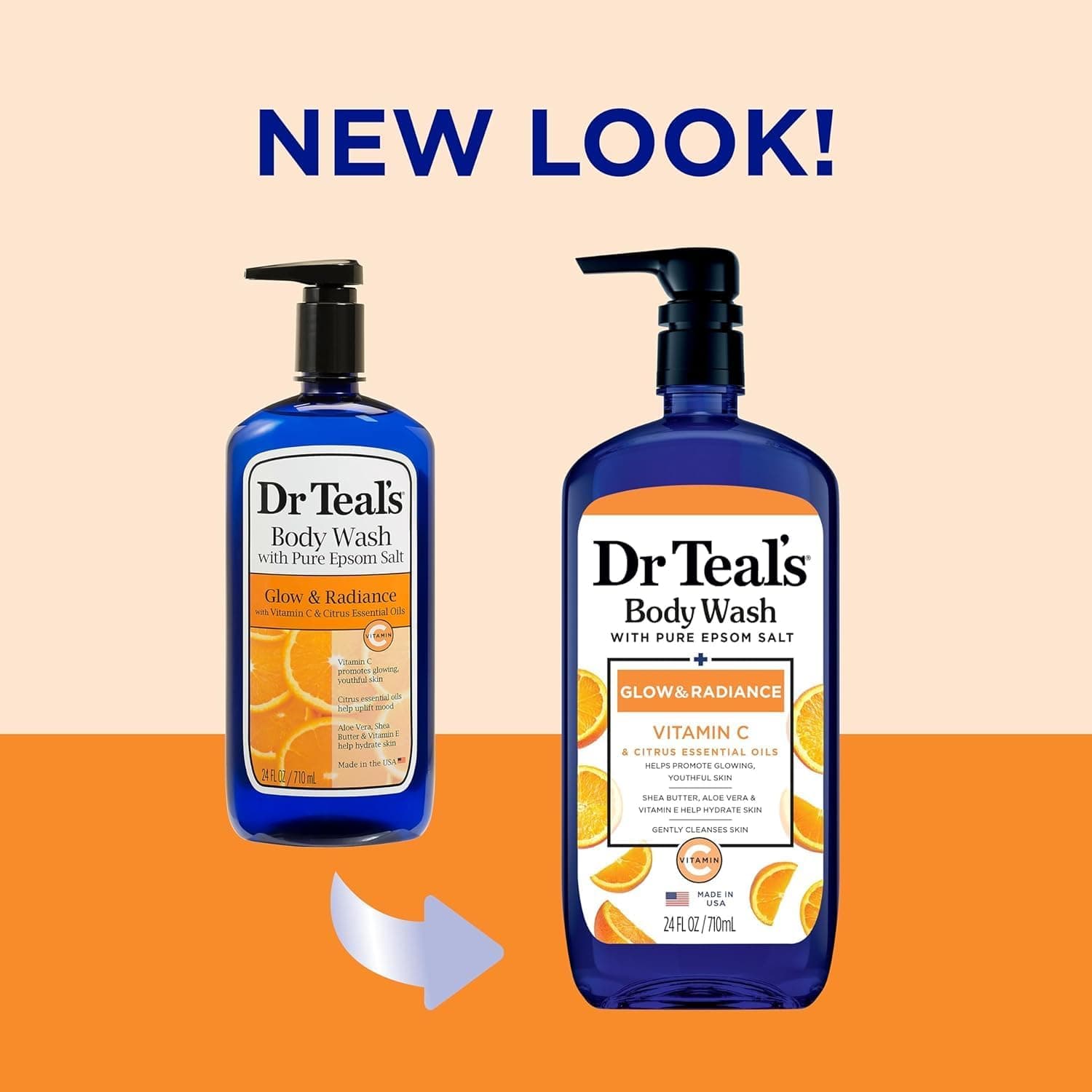 شوینده بدن Dr Teal's حاوی نمک اپسوم، ویتامین C و روغنهای مرکبات 710 ml شوینده بدن Dr Teal's حاوی نمک اپسوم، ویتامین C و روغنهای مرکبات 710 ml