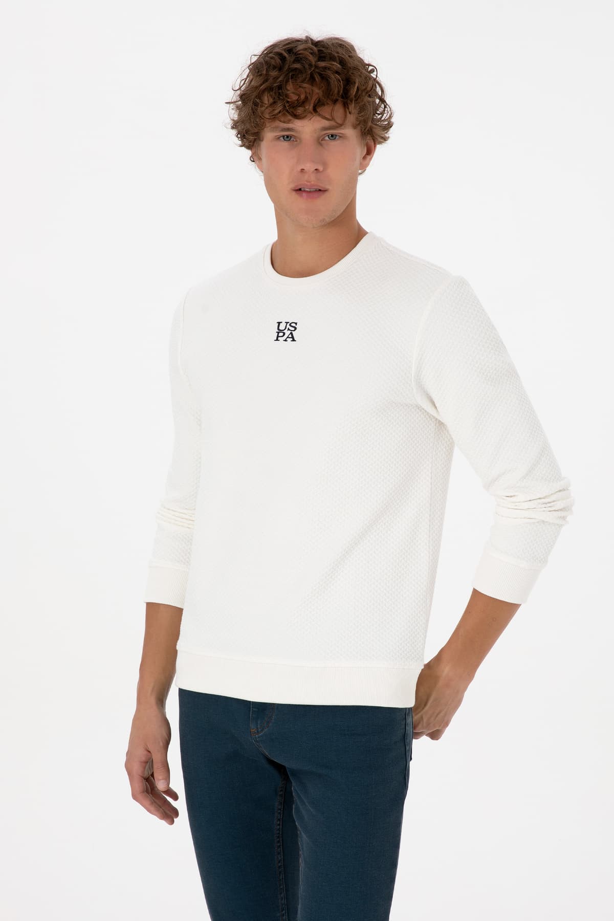 سویشرت مردانه U.S. Polo Assn. فیت معمولی یقه گرد کرم مدل 50308649-VR071 سویشرت مردانه U.S. Polo Assn. فیت معمولی یقه گرد کرم مدل 50308649-VR071