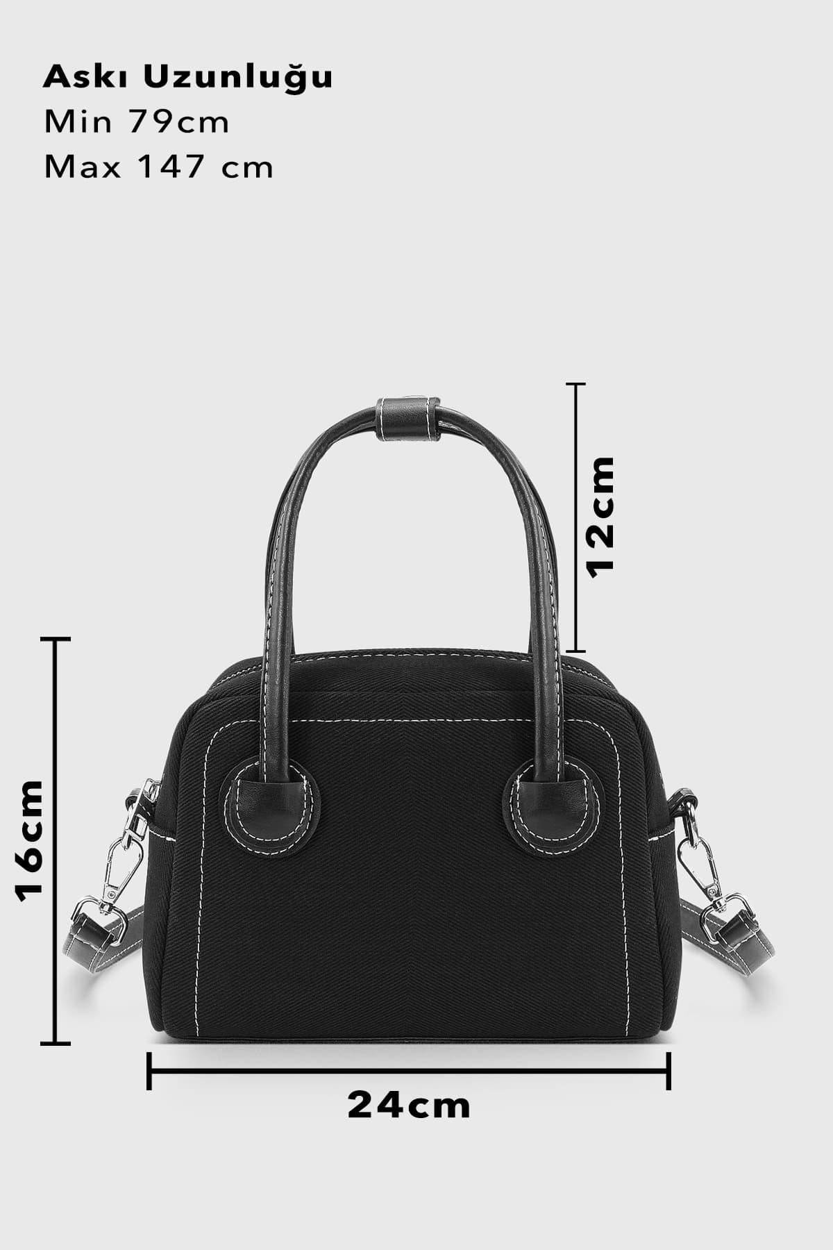 کیف دستی و دوشی زنانه Housebags مینی کانواس سیاه زیپدار بند قابل تنظیم کیف دستی و دوشی زنانه Housebags مینی کانواس سیاه زیپدار بند قابل تنظیم