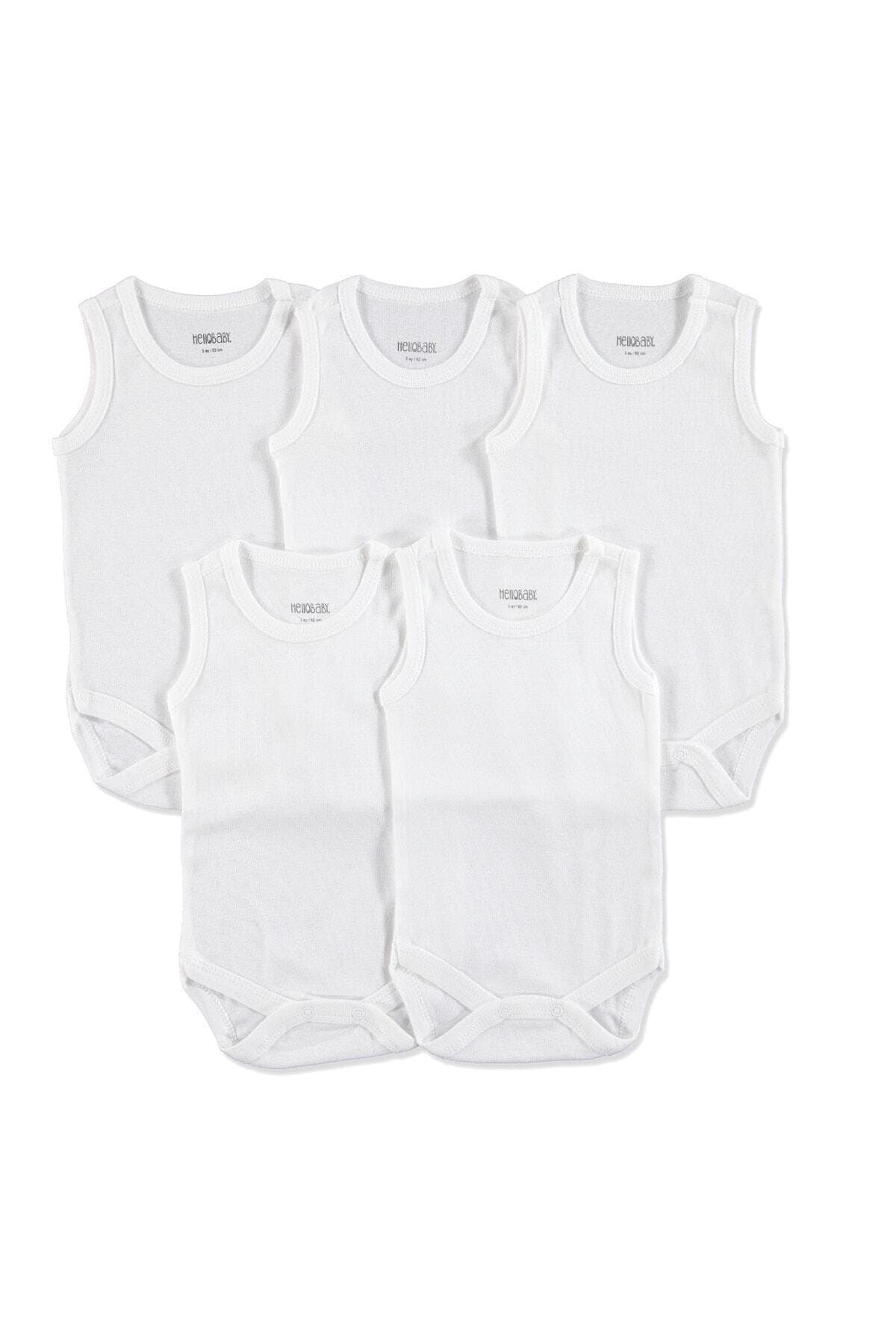 بادی رکابی نوزاد ebebek Hello Baby یقه گرد ریب ساده 5li سفید بادی رکابی نوزاد ebebek Hello Baby یقه گرد ریب ساده 5li سفید
