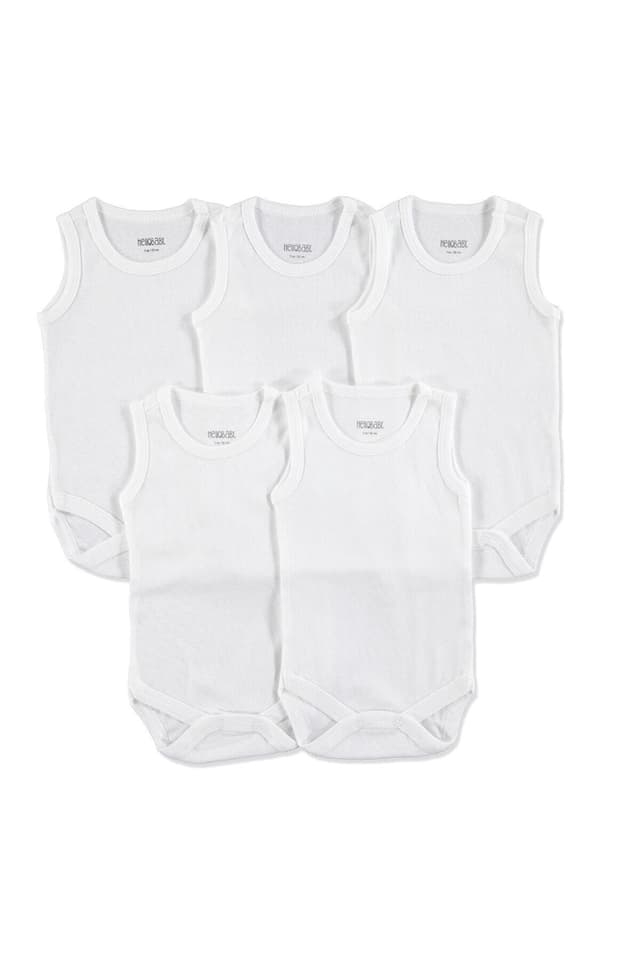 بادی رکابی نوزاد ebebek Hello Baby یقه گرد ریب ساده 5li سفید بادی رکابی نوزاد ebebek Hello Baby یقه گرد ریب ساده 5li سفید