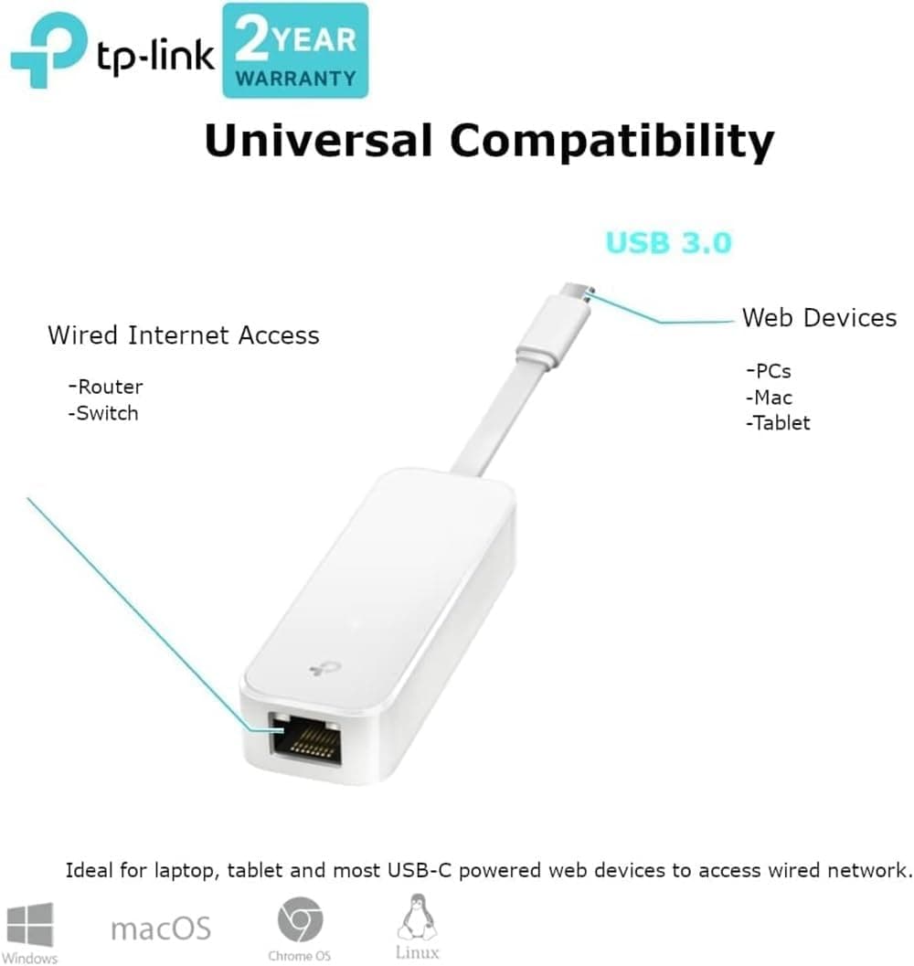 مبدل شبکه USB 3.0 Type-C به RJ45 گیگابیتی TP-Link مدل UE300C مبدل شبکه USB 3.0 Type-C به RJ45 گیگابیتی TP-Link مدل UE300C