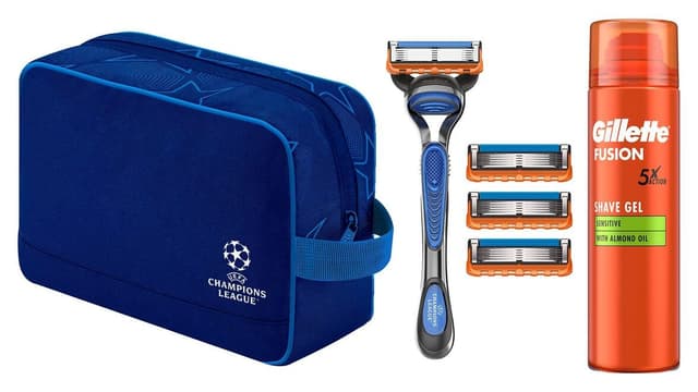 ست خودتراش مردانه Gillette Fusion5 نسخه ویژه UEFA Champions League با 4 تیغ یدک و ژل اصلاح 200ml ست خودتراش مردانه Gillette Fusion5 نسخه ویژه UEFA Champions League با 4 تیغ یدک و ژل اصلاح 200ml