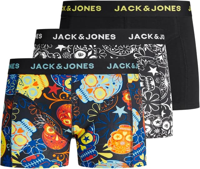باکسر پسرانه JACK & JONES JACSUGAR SKULL TRUNKS بسته 3 تایی JR باکسر پسرانه JACK & JONES JACSUGAR SKULL TRUNKS بسته 3 تایی JR