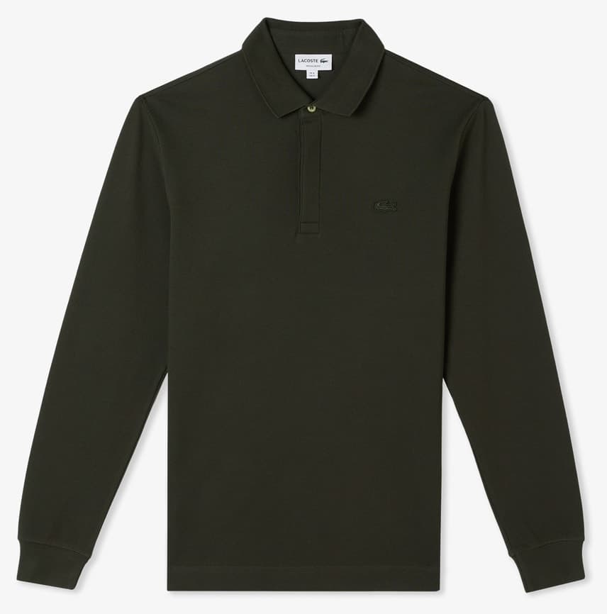 پولو مردانه Lacoste فیت معمولی آستین بلند خاکی مدل Paris پولو مردانه Lacoste فیت معمولی آستین بلند خاکی مدل Paris