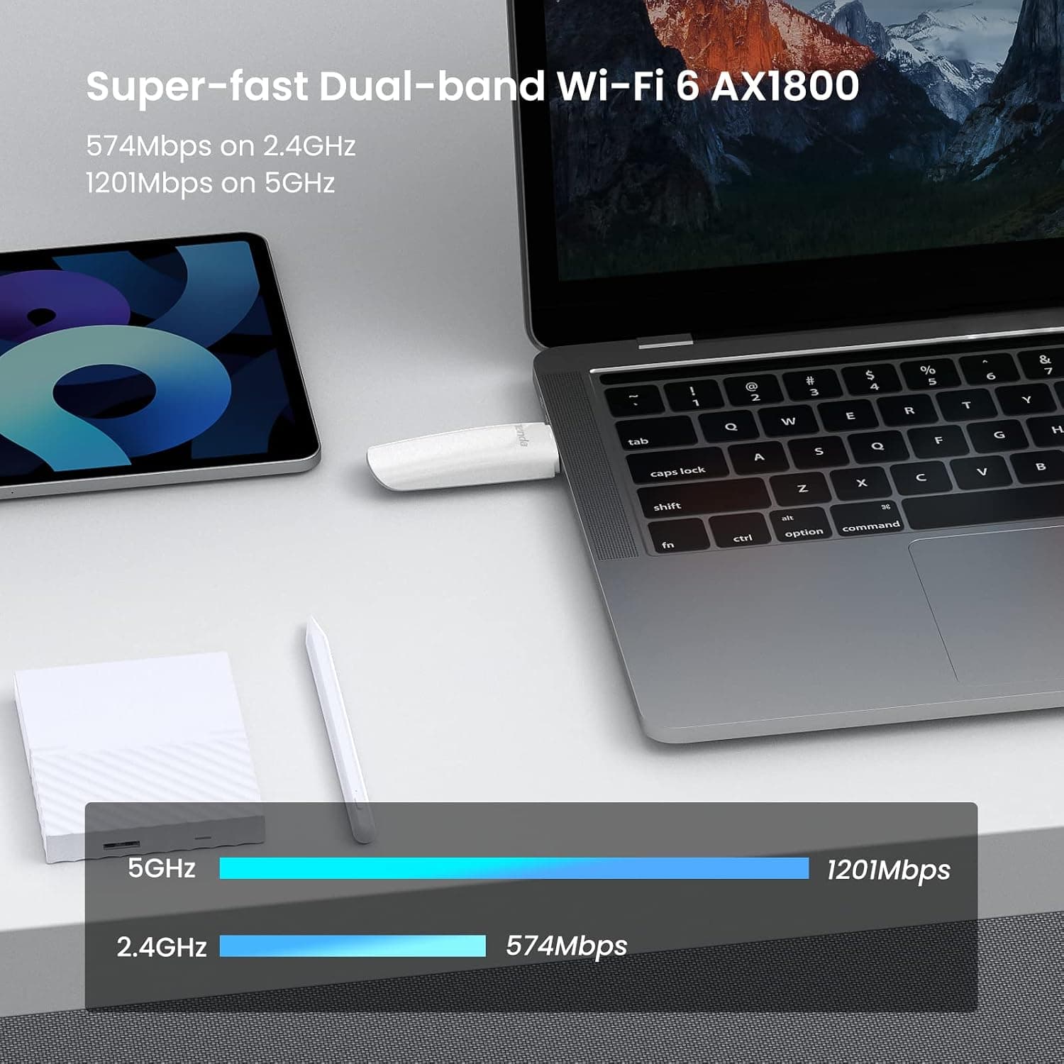 آداپتور وایفای USB Tenda مدل U18 WiFi 6 AX1800 دوباند سفید آداپتور وایفای USB Tenda مدل U18 WiFi 6 AX1800 دوباند سفید