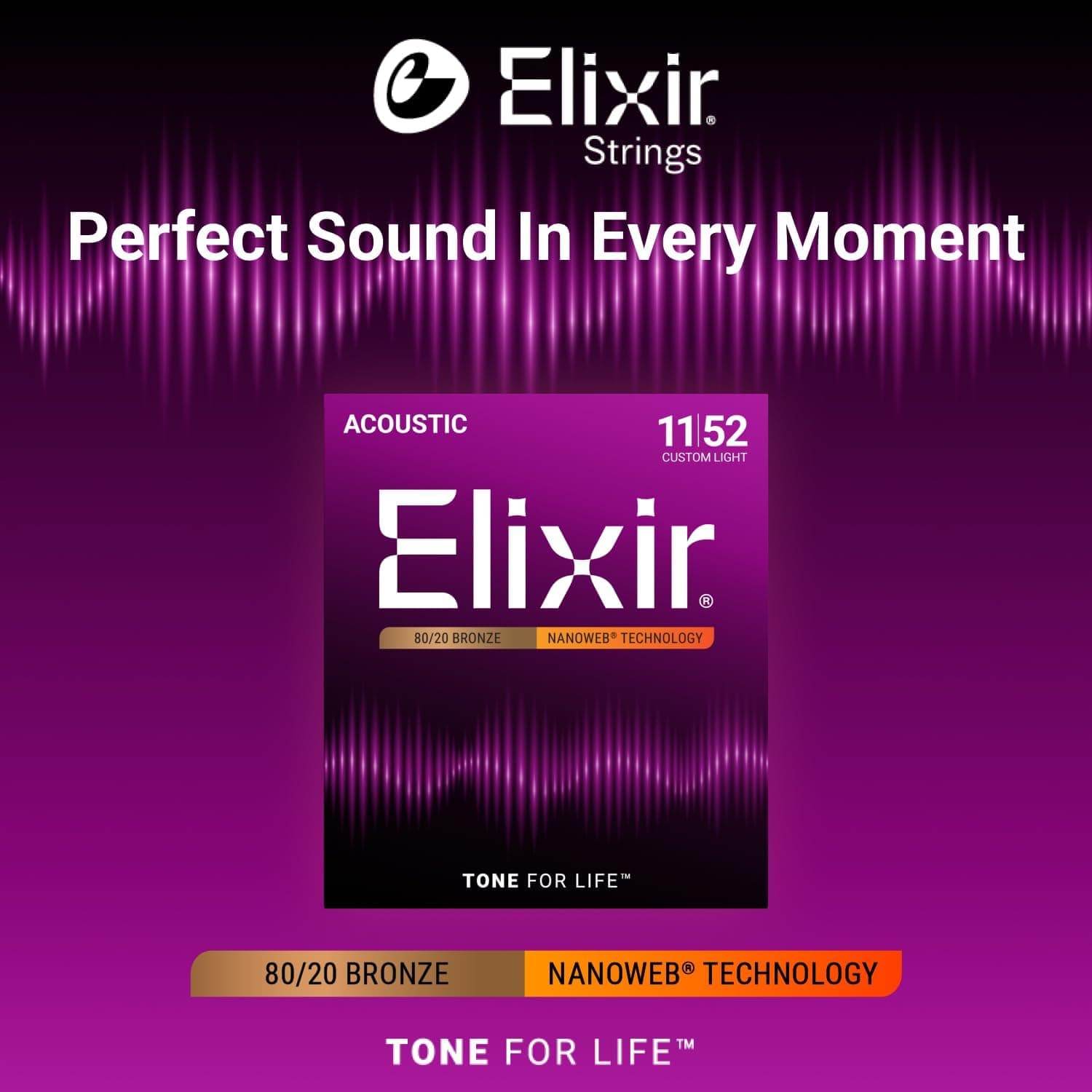 سیم گیتار آکوستیک Elixir برنز فسفر Nanoweb 11-52 مدل 16027 سیم گیتار آکوستیک Elixir برنز فسفر Nanoweb 11-52 مدل 16027