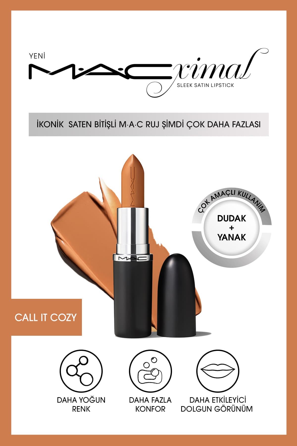 رژ لب Mac سری MACximal Sleek Satin با پایان ساتن مدل Paramount 3.5g رژ لب Mac سری MACximal Sleek Satin با پایان ساتن مدل Paramount 3.5g