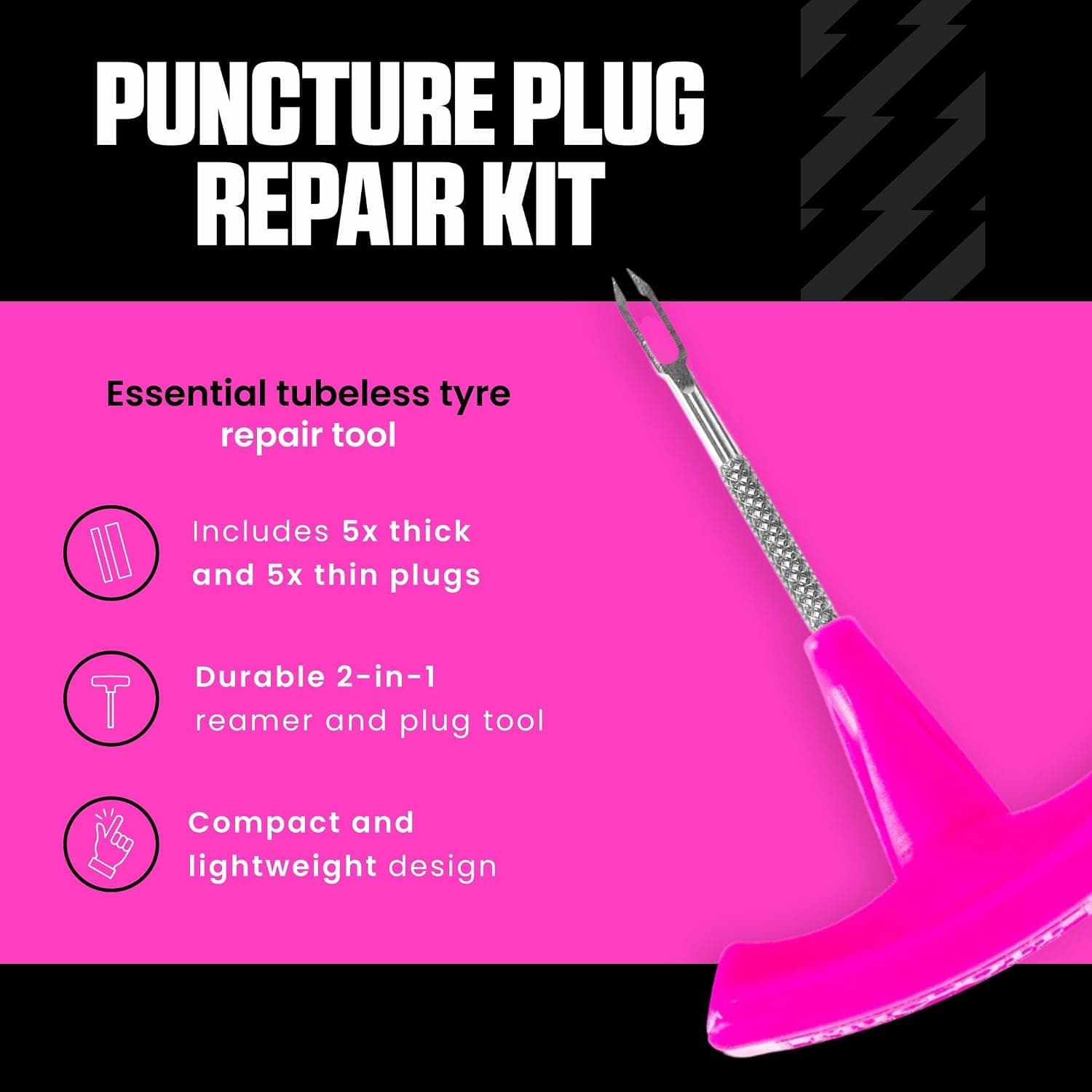 کیت تعمیر پنچری لاستیک تیوبلس دوچرخه MTB/Road/Gravel Muc-Off با Plugger و پلاگها کیت تعمیر پنچری لاستیک تیوبلس دوچرخه MTB/Road/Gravel Muc-Off با Plugger و پلاگها