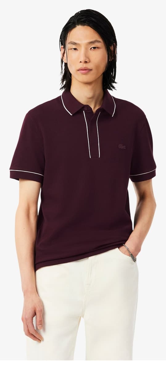 پولو مردانه Lacoste فیت رگولار از پنبه ارگانیک رنگ زرشکی مدل Paris پولو مردانه Lacoste فیت رگولار از پنبه ارگانیک رنگ زرشکی مدل Paris
