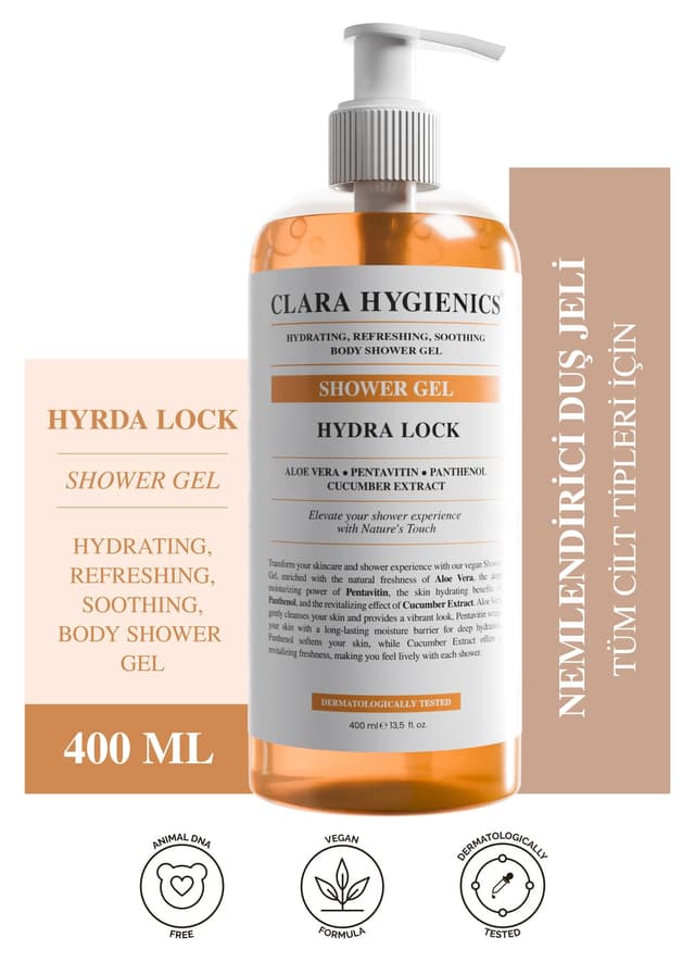 ژل دوش مرطوبکننده Clara Hygienics Hydra Lock مدل 400ml ژل دوش مرطوبکننده Clara Hygienics Hydra Lock مدل 400ml