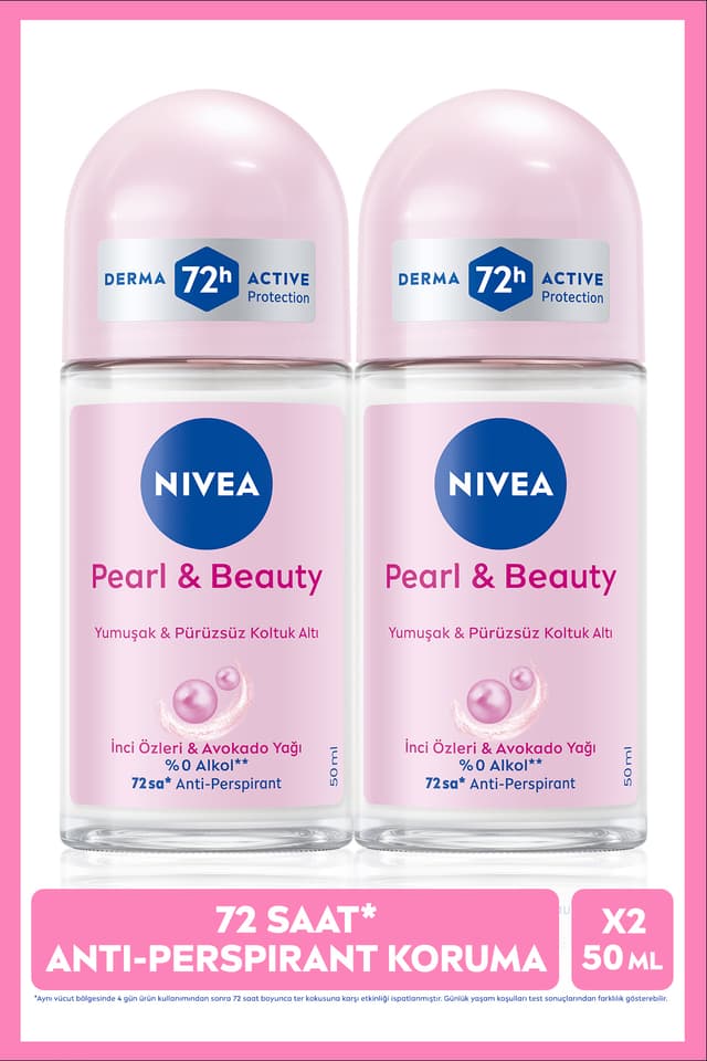 رولآن ضدتعریق زنانه NIVEA مدل Pearl&Beauty، 50ml، 72 ساعته، X2 عدد رولآن ضدتعریق زنانه NIVEA مدل Pearl&Beauty، 50ml، 72 ساعته، X2 عدد