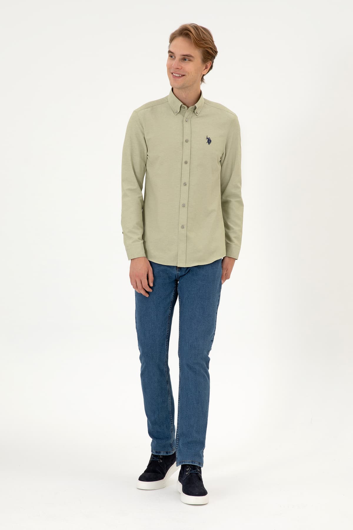 پیراهن مردانه U.S. Polo Assn. آستین بلند خاکی روشن بیسیک مدل 50316723-VR183 پیراهن مردانه U.S. Polo Assn. آستین بلند خاکی روشن بیسیک مدل 50316723-VR183