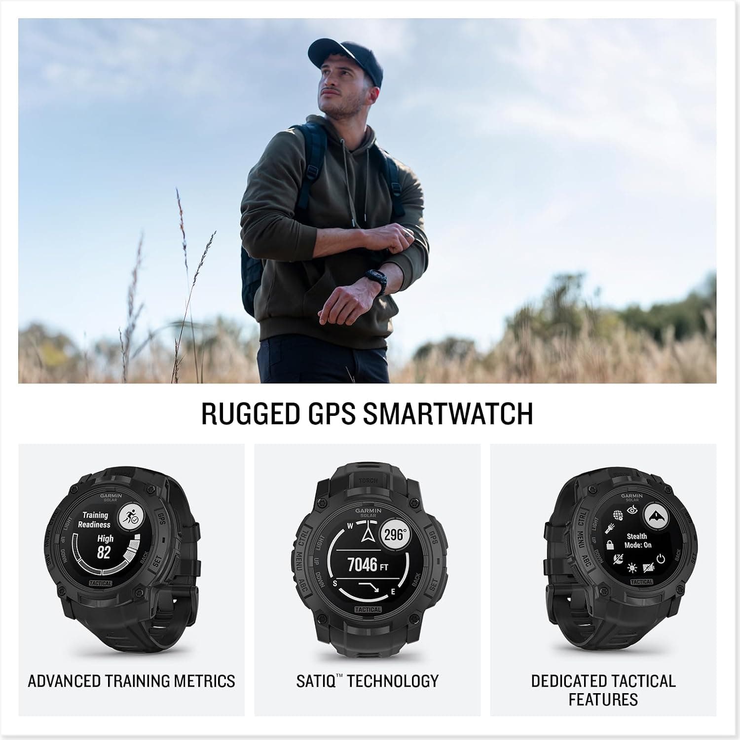 ساعت هوشمند Garmin Instinct 3 50 mm Solar Tactical Edition سیاه ساعت هوشمند Garmin Instinct 3 50 mm Solar Tactical Edition سیاه