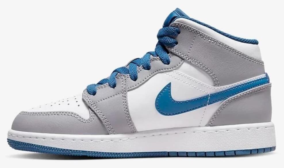 کفش بسکتبال زنانه Nike آبی سیمانی Air Jordan 1 Mid True GS کفش بسکتبال زنانه Nike آبی سیمانی Air Jordan 1 Mid True GS