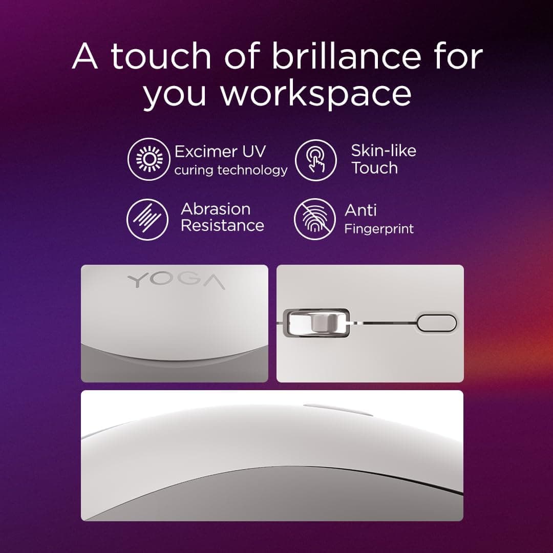ماوس بیصدای بلوتوثی Lenovo مدل Yoga به رنگ صدفی ماوس بیصدای بلوتوثی Lenovo مدل Yoga به رنگ صدفی