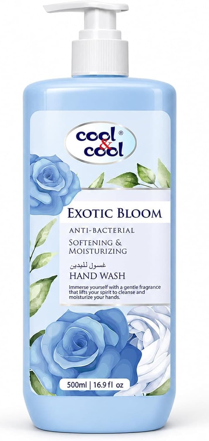 مایع دستشویی دوقلو Cool & Cool با رایحه Divine Essence و Exotic Bloom، آنتیباکتریال و نرمکننده پوست 500Ml x 2، 1Liter مایع دستشویی دوقلو Cool & Cool با رایحه Divine Essence و Exotic Bloom، آنتیباکتریال و نرمکننده پوست 500Ml x 2، 1Liter