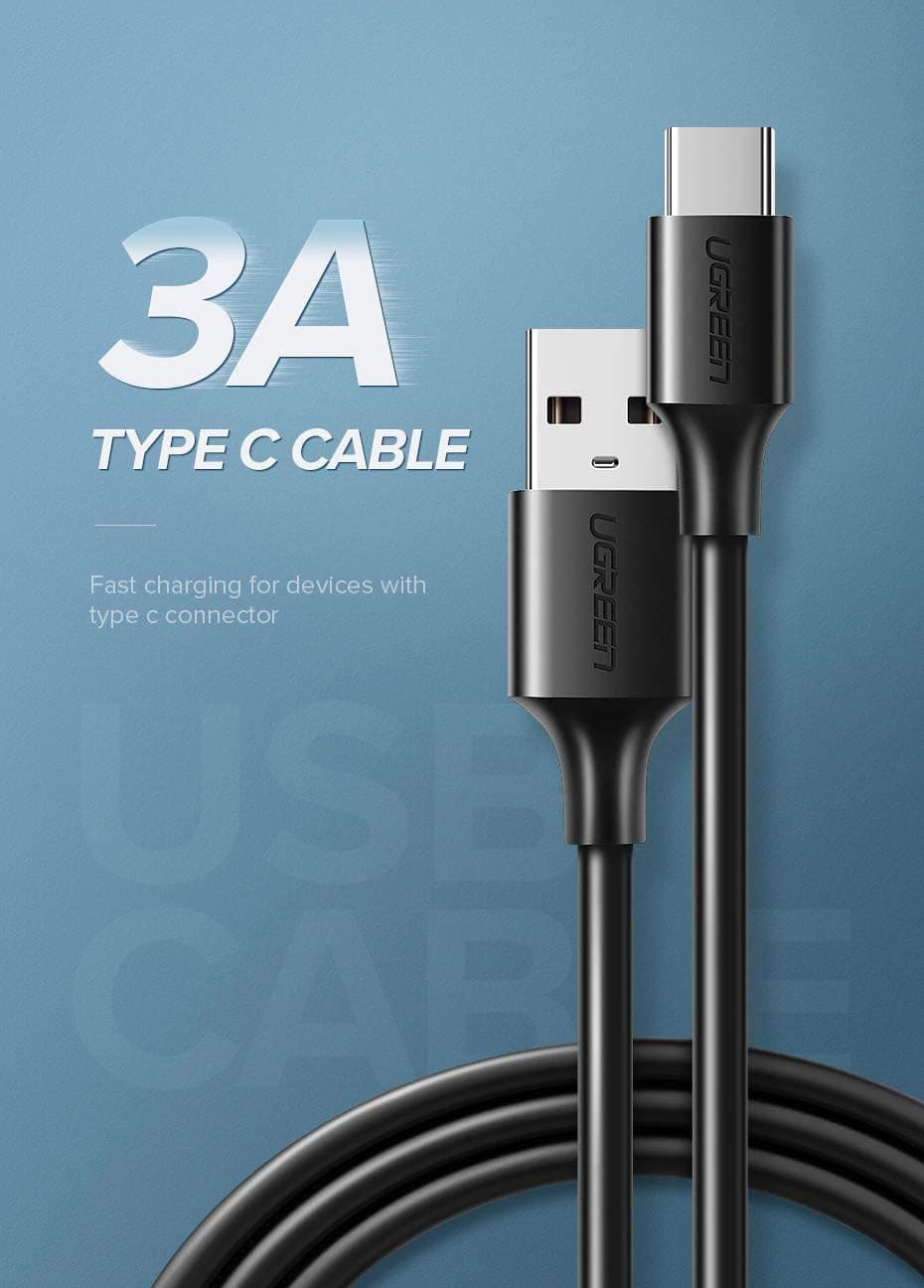 کابل شارژ و انتقال داده USB Type-C UGREEN سفید 1 Metre کابل شارژ و انتقال داده USB Type-C UGREEN سفید 1 Metre