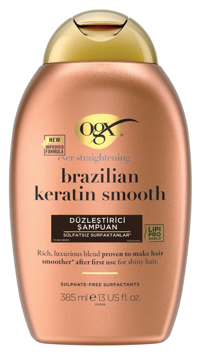 شامپو زنانه OGX Brazilian Keratin Smooth صافکننده بدون سولفات 385 ml شامپو زنانه OGX Brazilian Keratin Smooth صافکننده بدون سولفات 385 ml