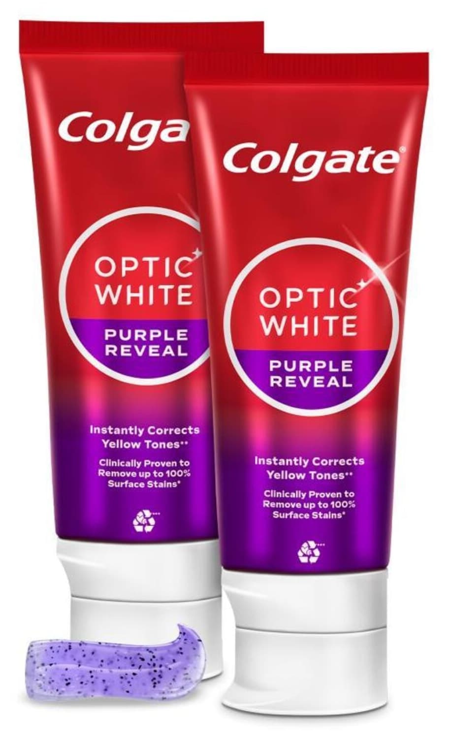 خمیر دندان سفیدکننده Colgate Optic White Purple Reveal 75 ml x2 خمیر دندان سفیدکننده Colgate Optic White Purple Reveal 75 ml x2