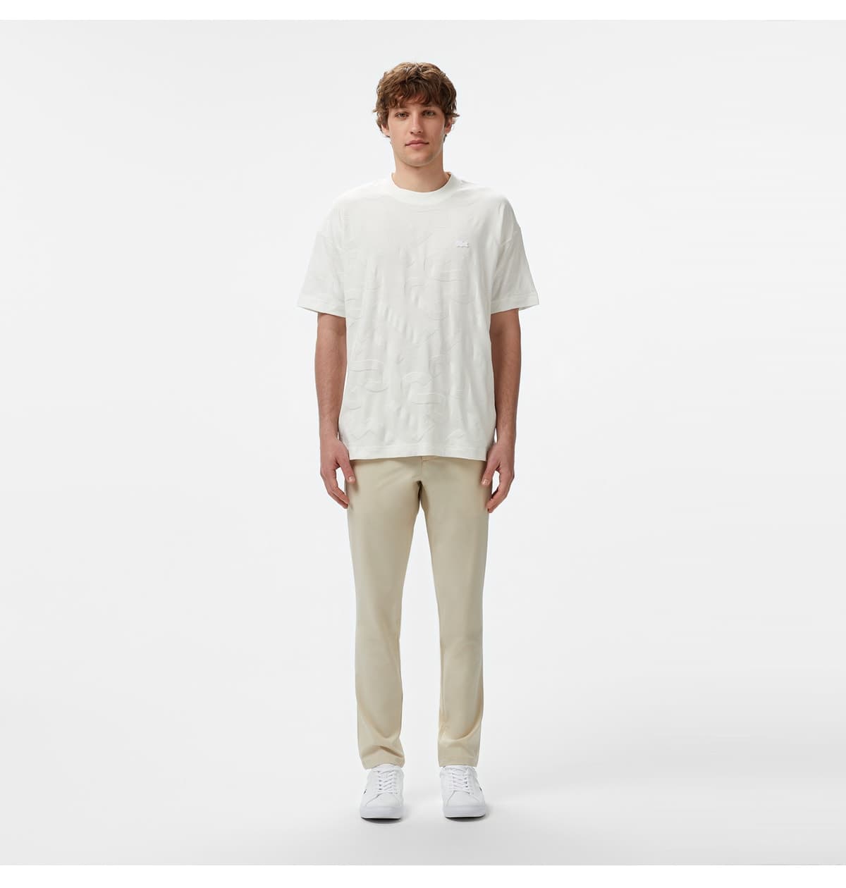 تیشرت مردانه Lacoste یقه گرد طرحدار سفید تیشرت مردانه Lacoste یقه گرد طرحدار سفید