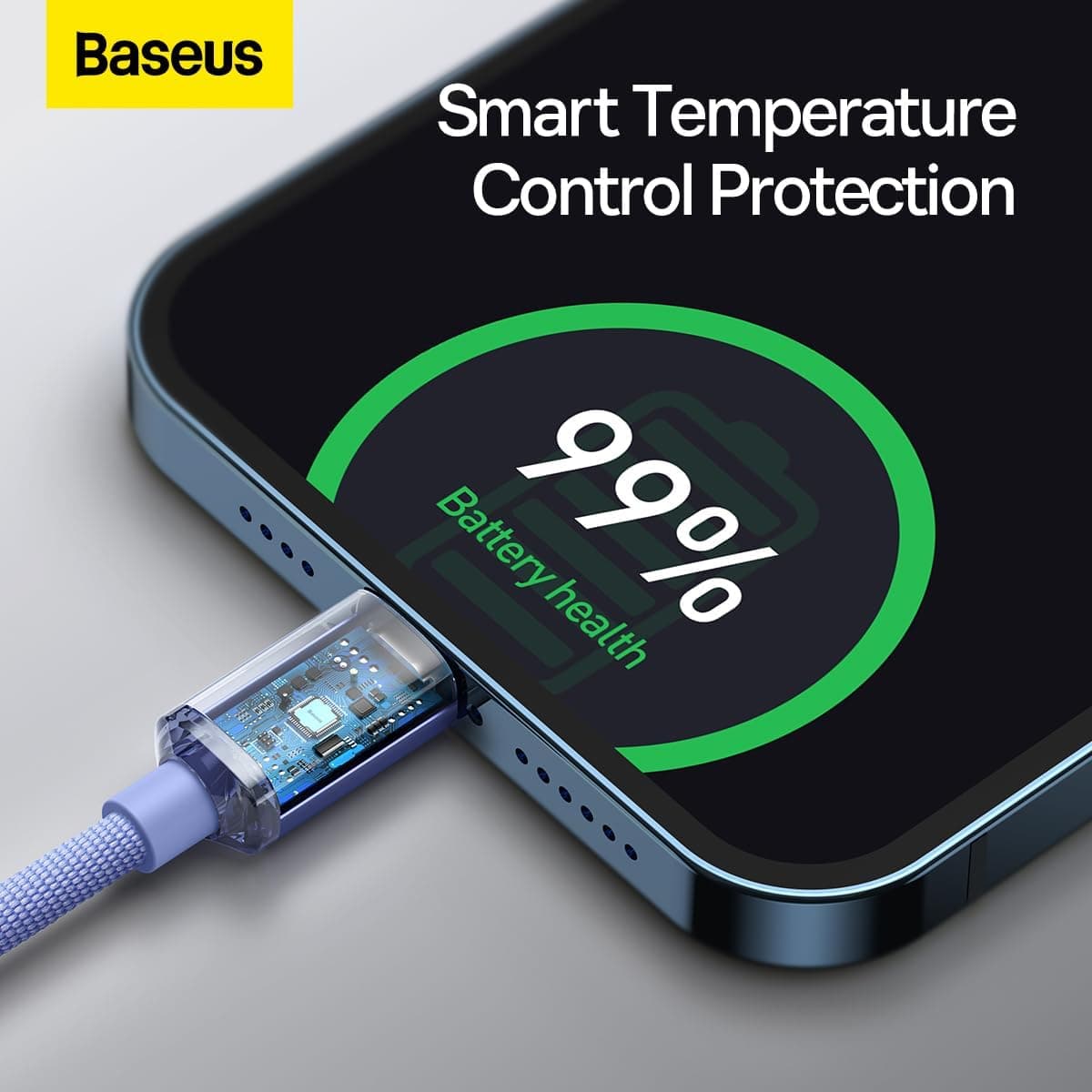 کابل Baseus Crystal Shine 20W Type-C to Lightning، 1.2m، بنفش کابل Baseus Crystal Shine 20W Type-C to Lightning، 1.2m، بنفش