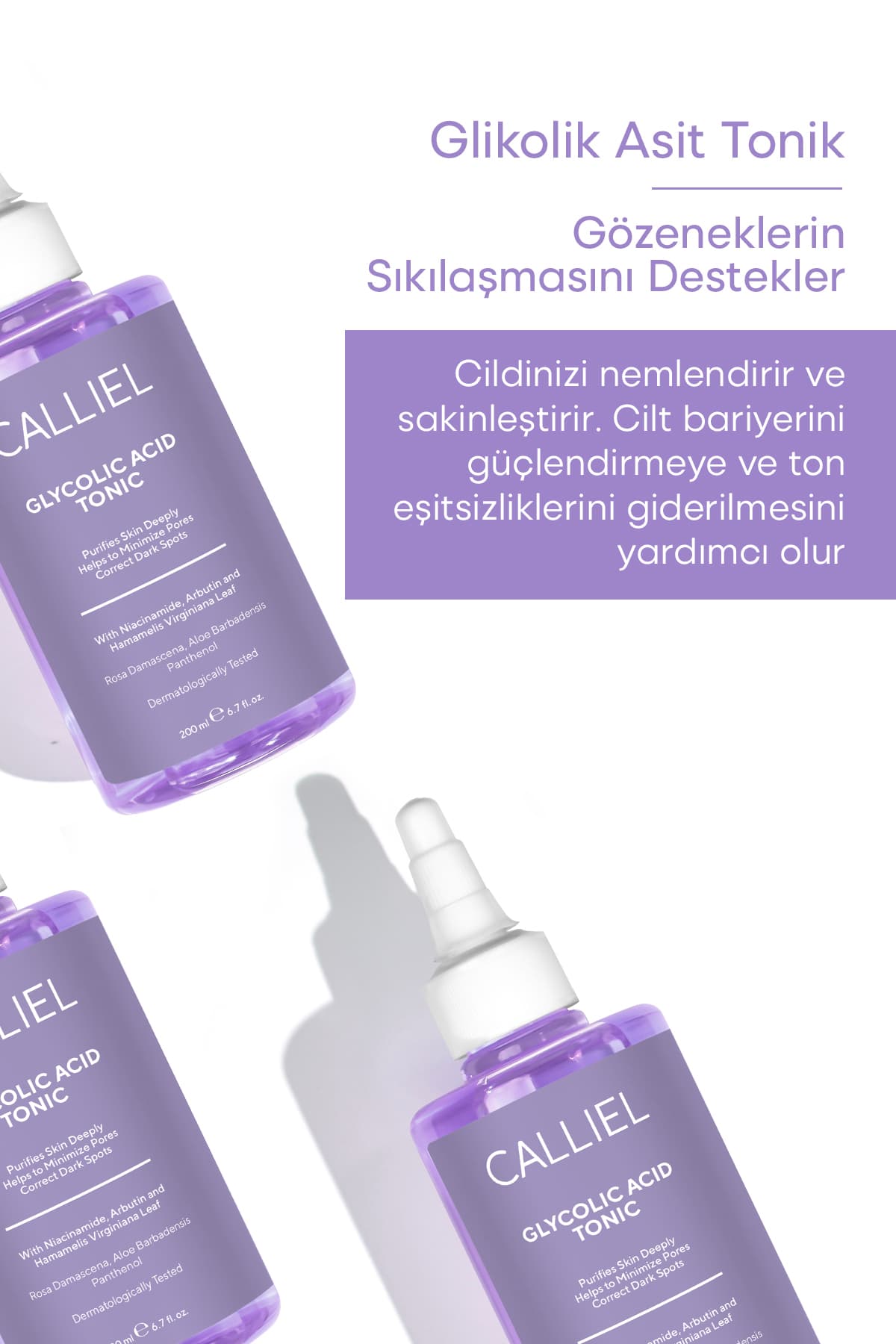 تونر CALLİEL ضدلک و جمعکننده منافذ حاوی گلیکولیک اسید 200 Ml تونر CALLİEL ضدلک و جمعکننده منافذ حاوی گلیکولیک اسید 200 Ml