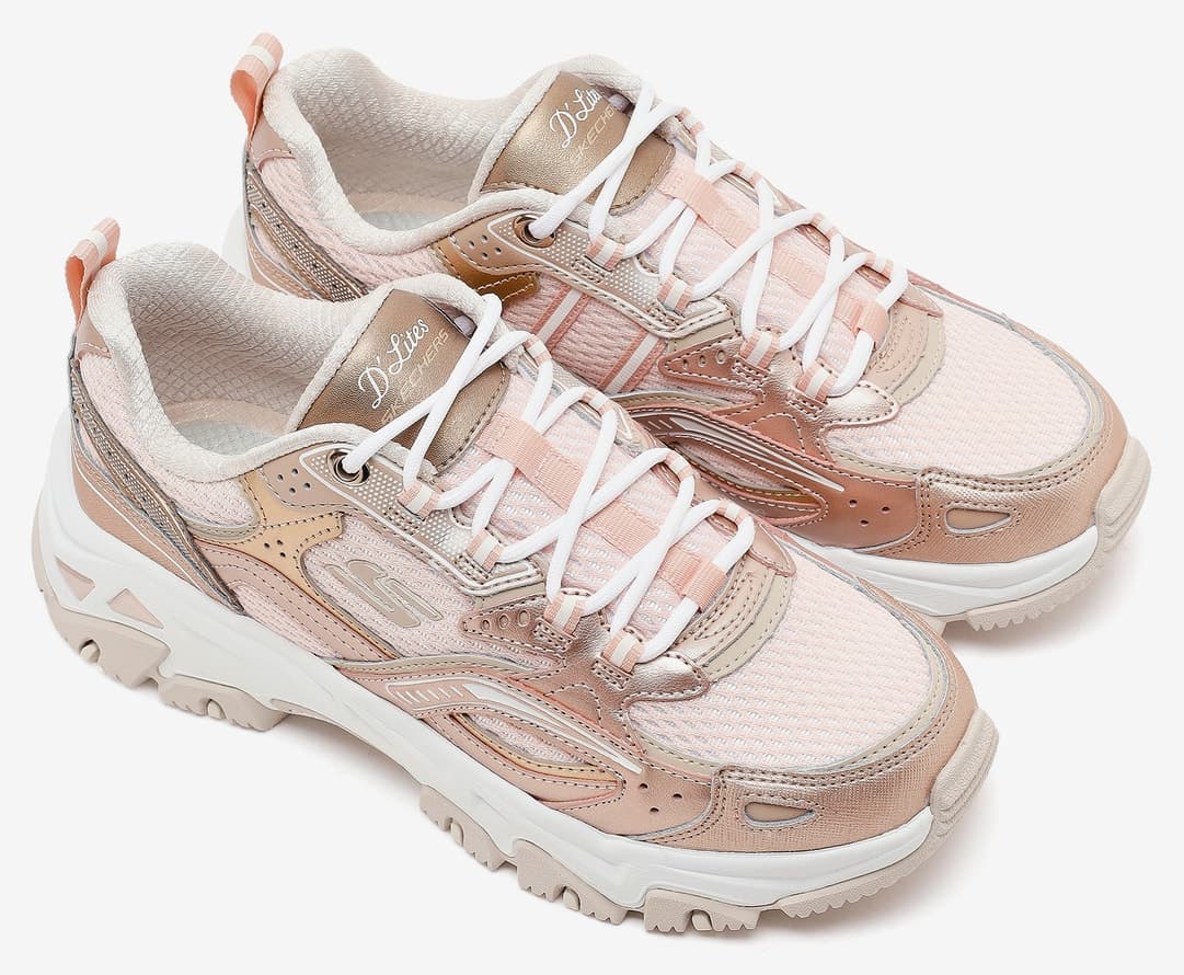 کفش اوتدور زنانه Skechers صورتی طلایی D'lites HIKER مدل 180330 RSGD کفش اوتدور زنانه Skechers صورتی طلایی D'lites HIKER مدل 180330 RSGD
