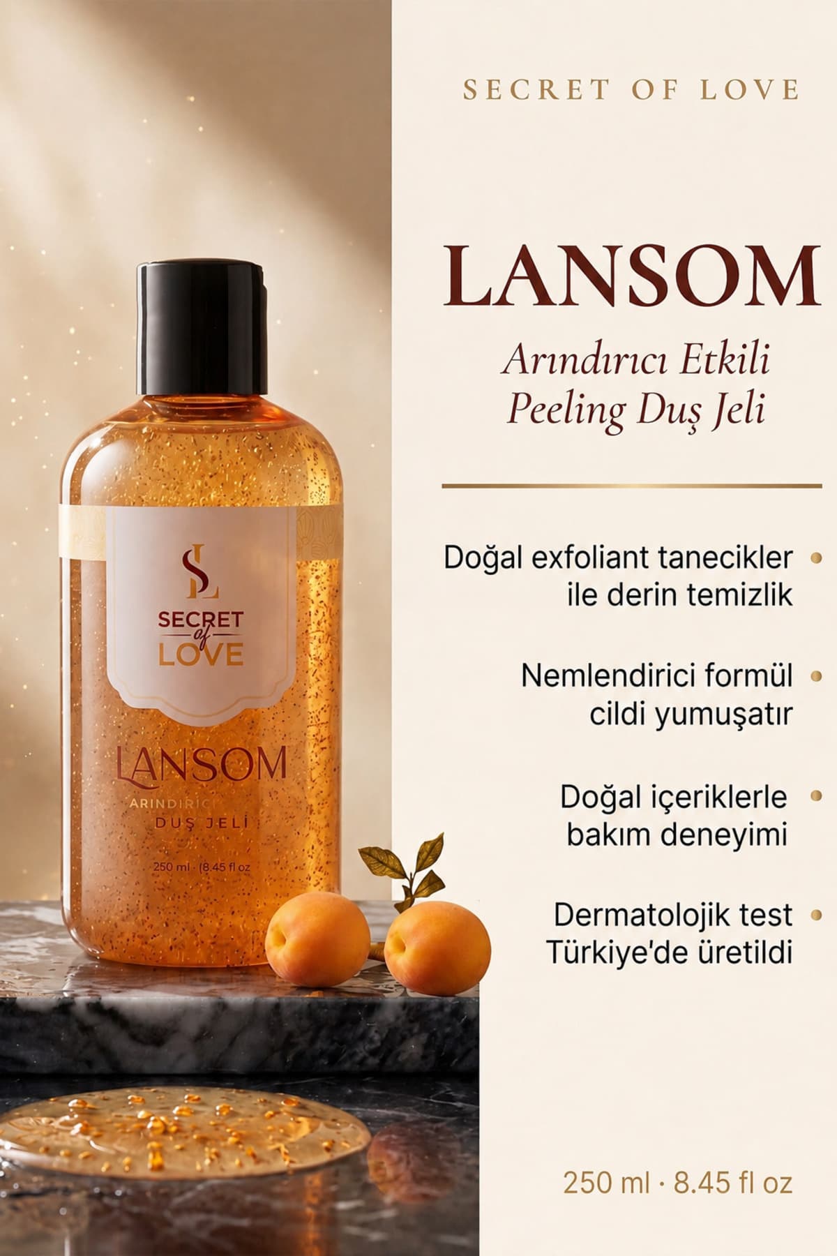 ژل دوش پیلینگ زنانه SECRET OF LOVE دانهدار Lansom 250 ml ژل دوش پیلینگ زنانه SECRET OF LOVE دانهدار Lansom 250 ml