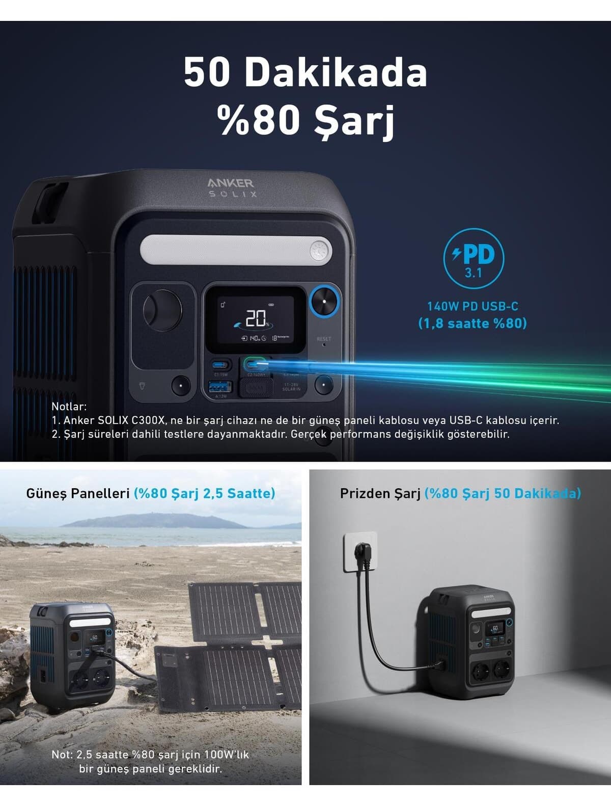 منبع تغذیه قابل حمل Anker مدل SOLIX C300X ظرفیت 288Wh توان 300W منبع تغذیه قابل حمل Anker مدل SOLIX C300X ظرفیت 288Wh توان 300W